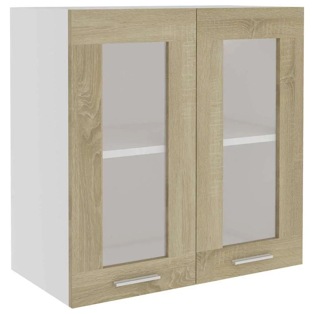 Hanging Glass Kitchen Cabinet Brown Engineered Wood 60 x 31 x 60 cm
