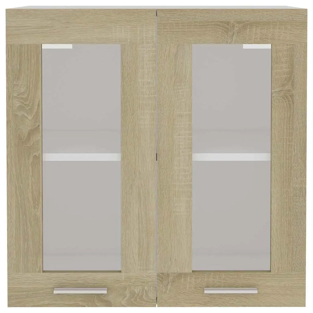 Hanging Glass Kitchen Cabinet Brown Engineered Wood 60 x 31 x 60 cm
