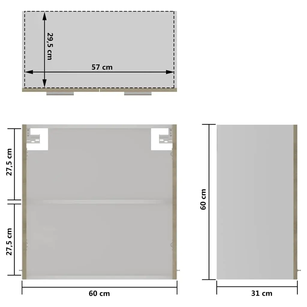 Hanging Glass Kitchen Cabinet Brown Engineered Wood 60 x 31 x 60 cm