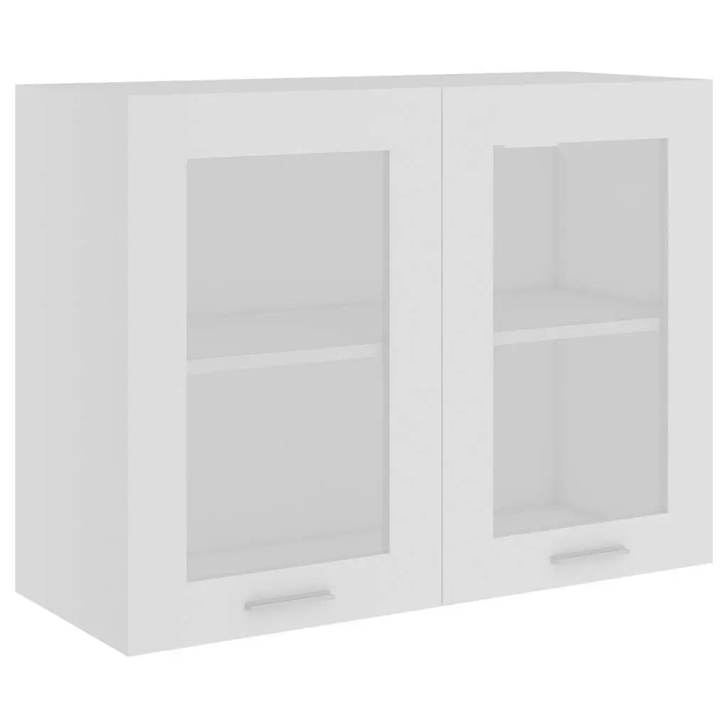 Hanging Glass Cabinet White 80x31x60cm Kitchen Wall Storage Cupboard 2 Doors