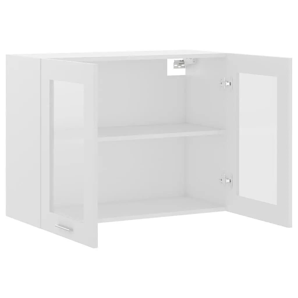 Hanging Glass Cabinet White 80x31x60cm Kitchen Wall Storage Cupboard 2 Doors