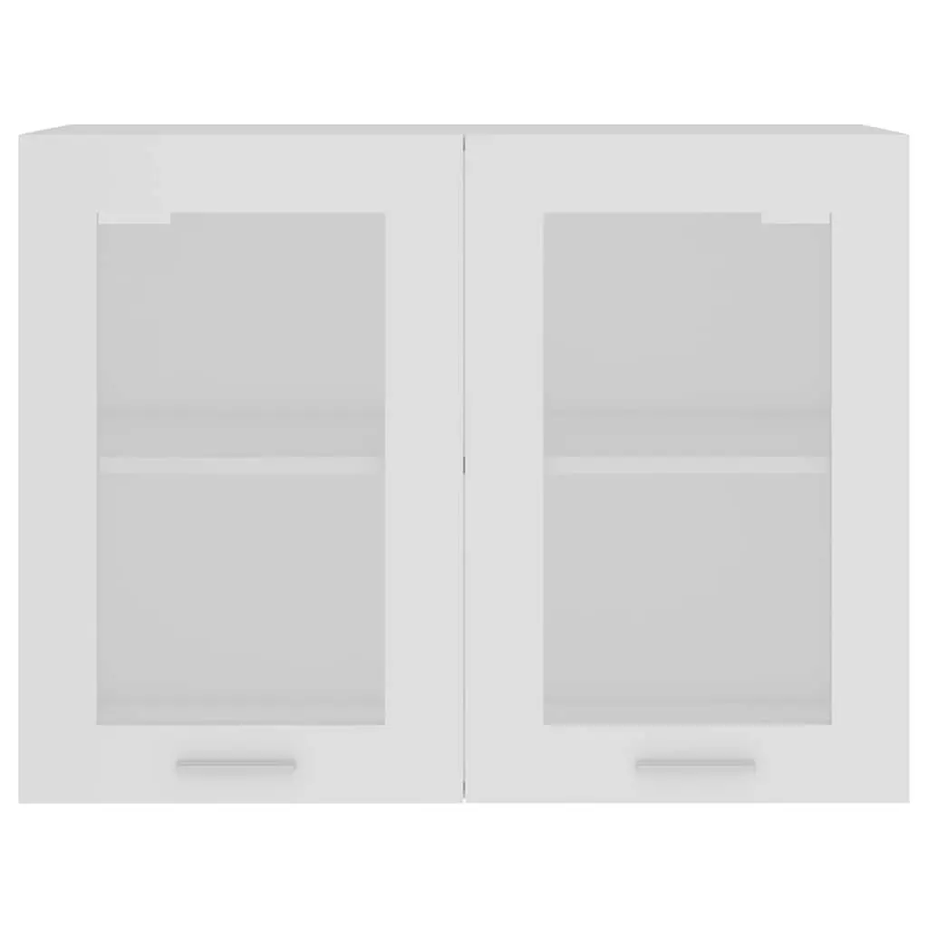Hanging Glass Cabinet White 80x31x60cm Kitchen Wall Storage Cupboard 2 Doors
