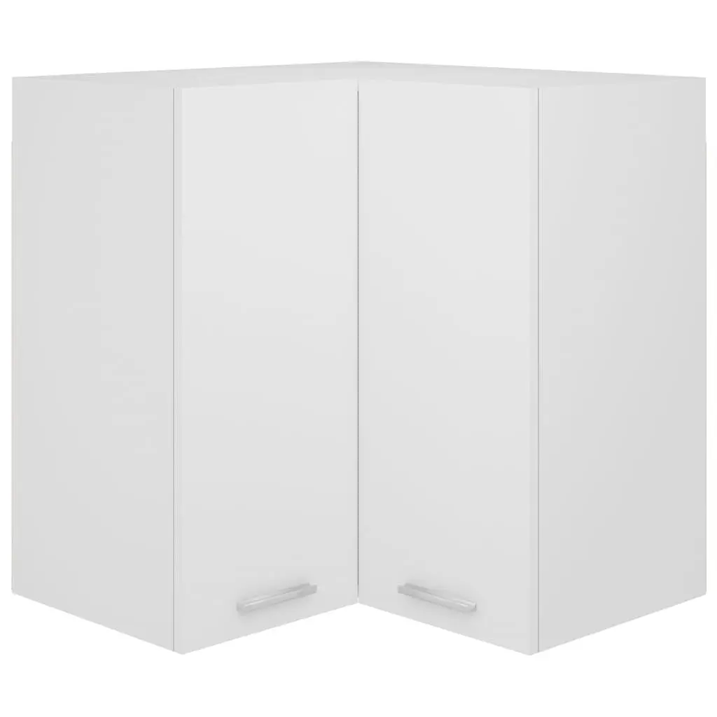 Hanging Corner Kitchen Cabinet White Two Shelves Two Doors 57W x 57D x 60H cm