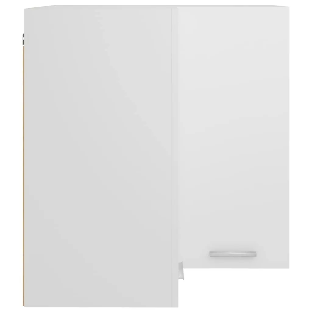 Hanging Corner Kitchen Cabinet White Two Shelves Two Doors 57W x 57D x 60H cm
