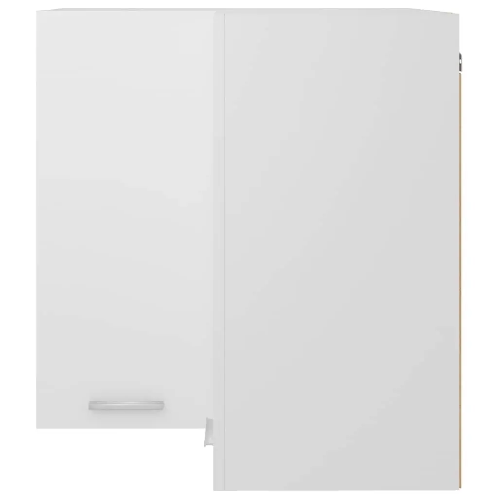 Hanging Corner Kitchen Cabinet White Two Shelves Two Doors 57W x 57D x 60H cm