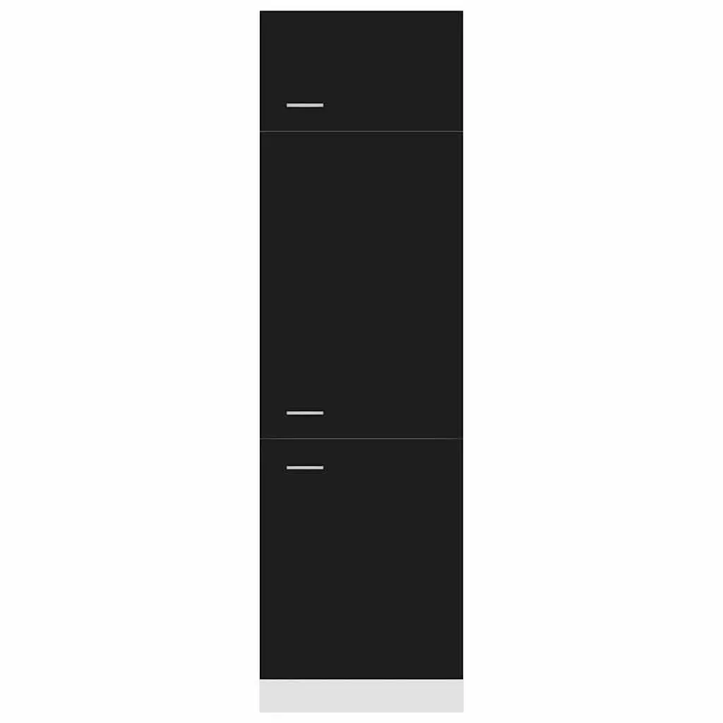 Black Refrigerator Cabinet 60x57x207cm Kitchen Storage Cupboard 3 Doors