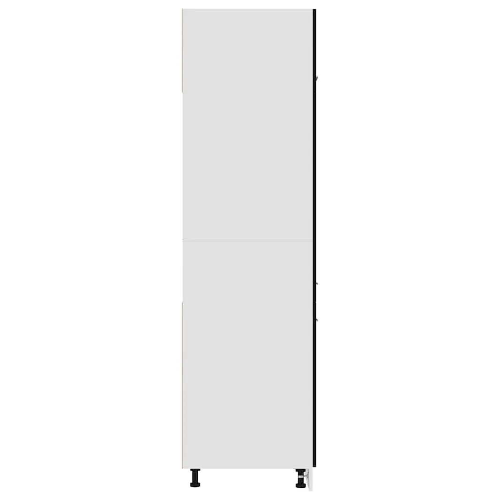 Black Refrigerator Cabinet 60x57x207cm Kitchen Storage Cupboard 3 Doors