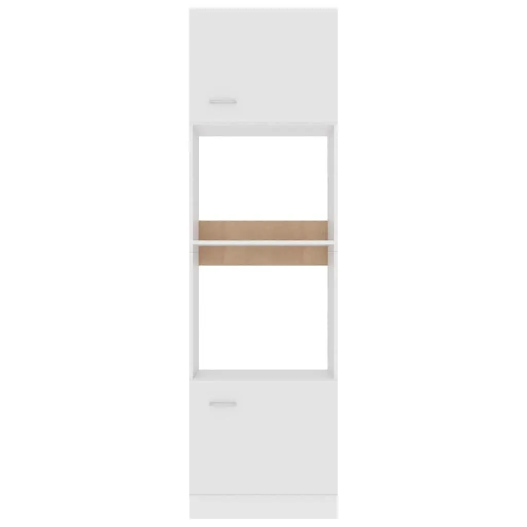 Microwave Cabinet White 60x57x207cm Kitchen Storage Cupboard 4 Shelves 2 Doors