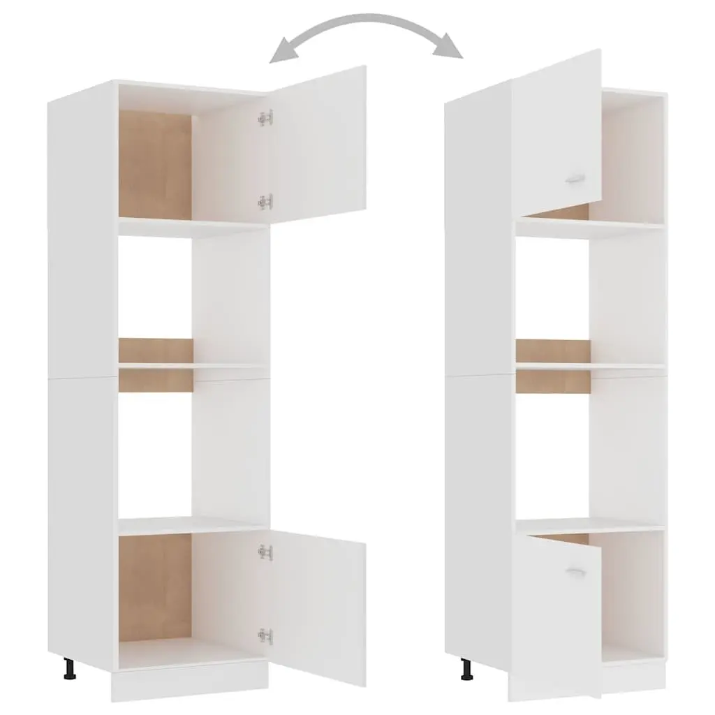 Microwave Cabinet White 60x57x207cm Kitchen Storage Cupboard 4 Shelves 2 Doors