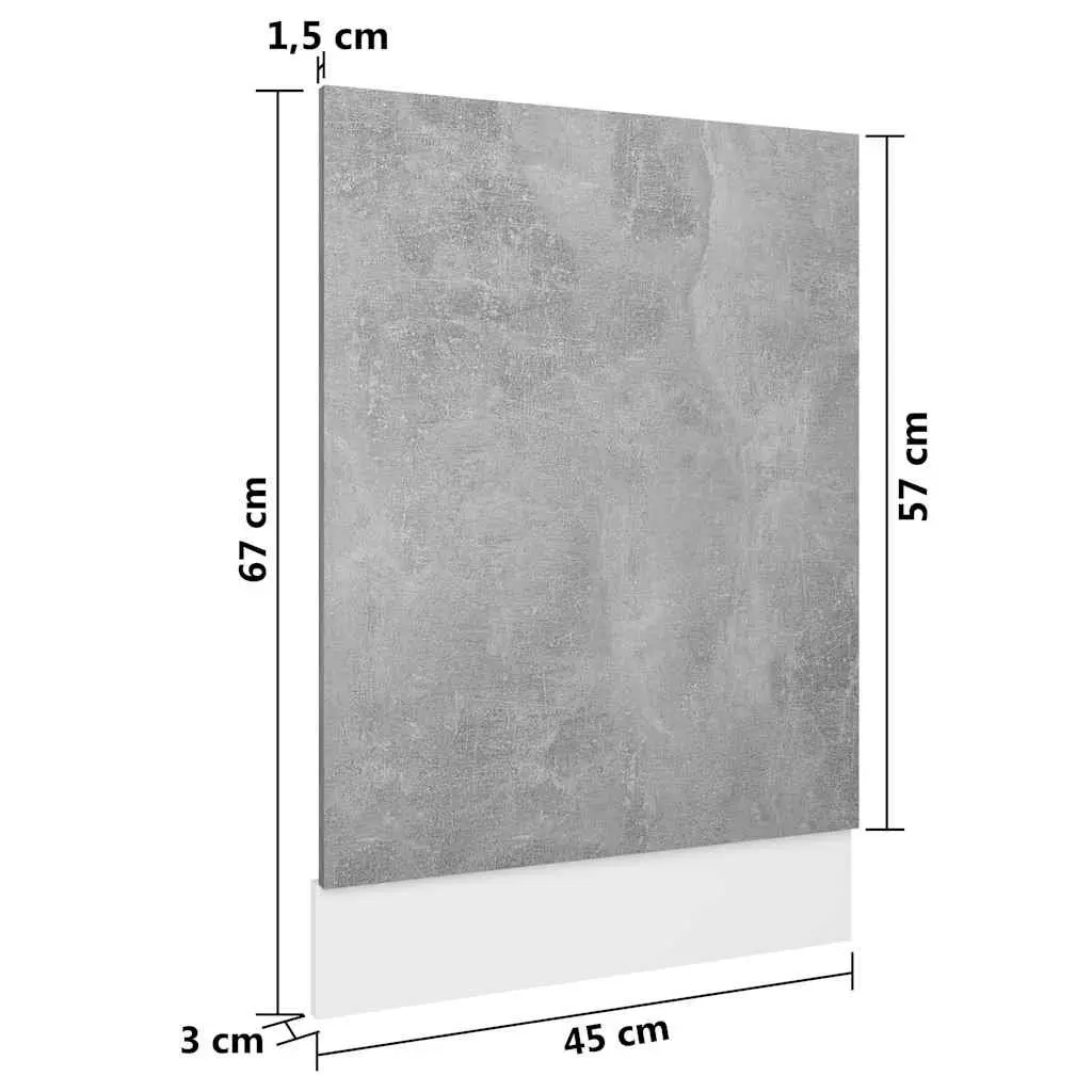 Dishwasher Panel Grey Engineered Wood 45x3x67cm