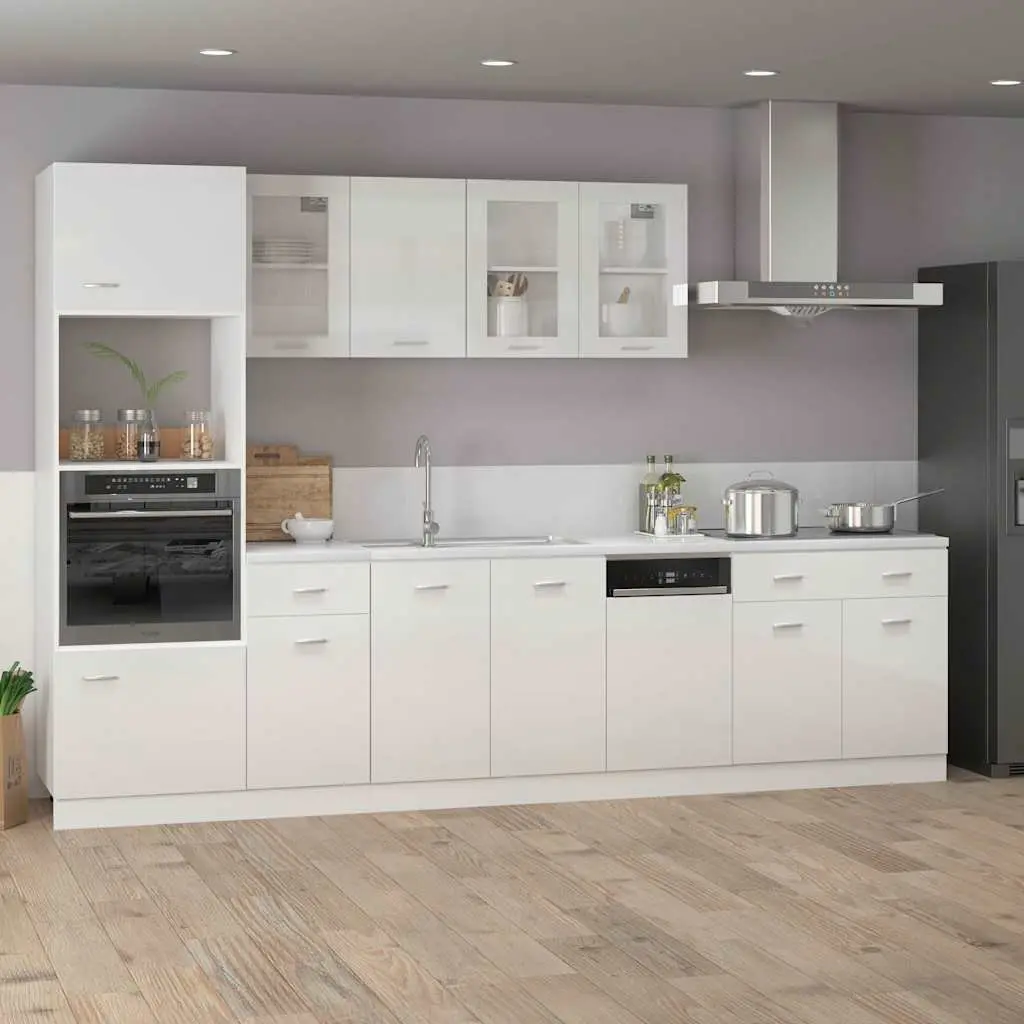 Dishwasher Panel White High Gloss Kitchen Cabinet Front Cover Engineered Wood