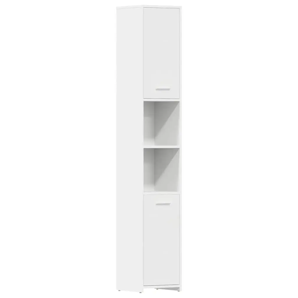 White Bathroom Cabinet Storage Unit 30x30x183.5cm with 2 Doors and 6 Compartments for Organized Bathroom Storage