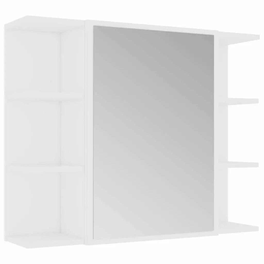 Bathroom Cabinet White Wall Mounted Mirror Unit Engineered Wood 80 x 20.5 x 64 cm