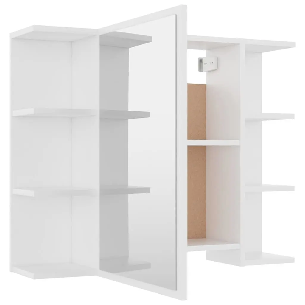 Bathroom Cabinet White Wall Mounted Mirror Unit Engineered Wood 80 x 20.5 x 64 cm