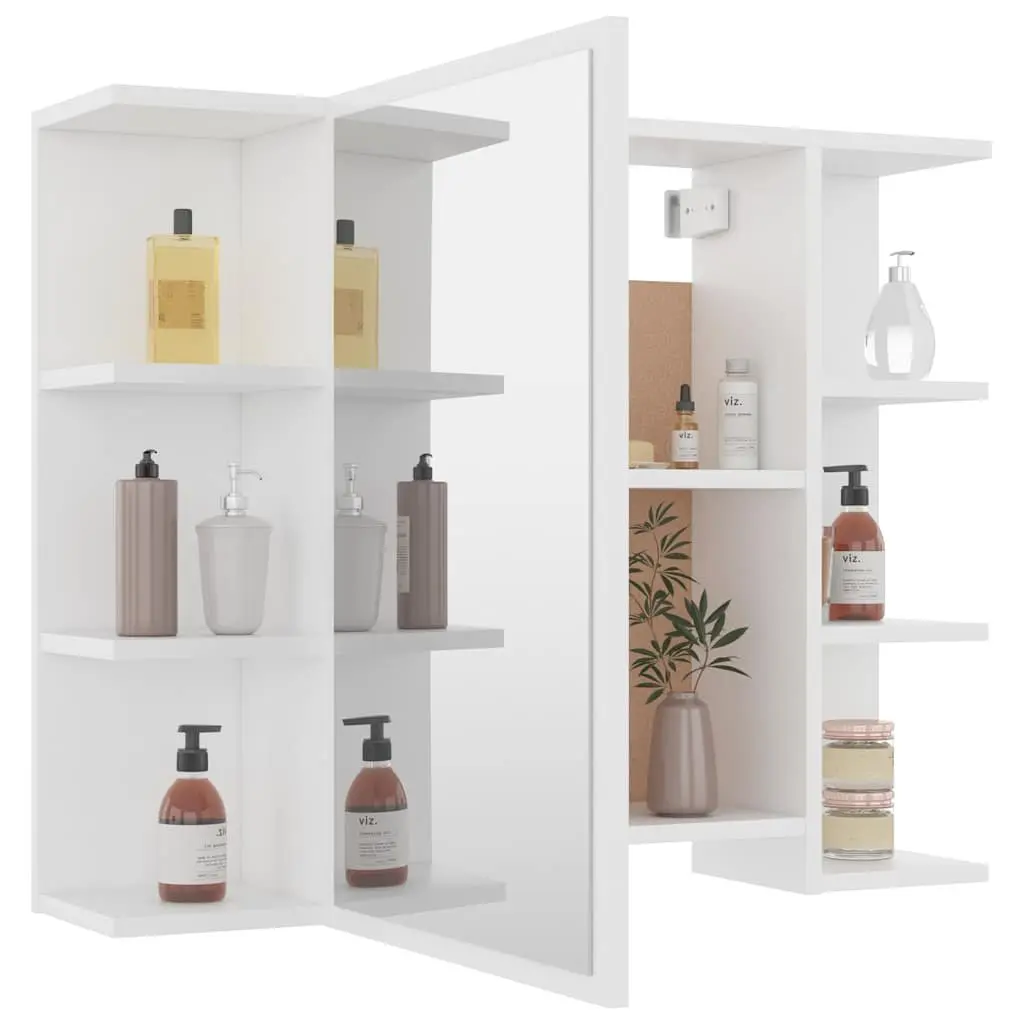 Bathroom Cabinet White Wall Mounted Mirror Unit Engineered Wood 80 x 20.5 x 64 cm