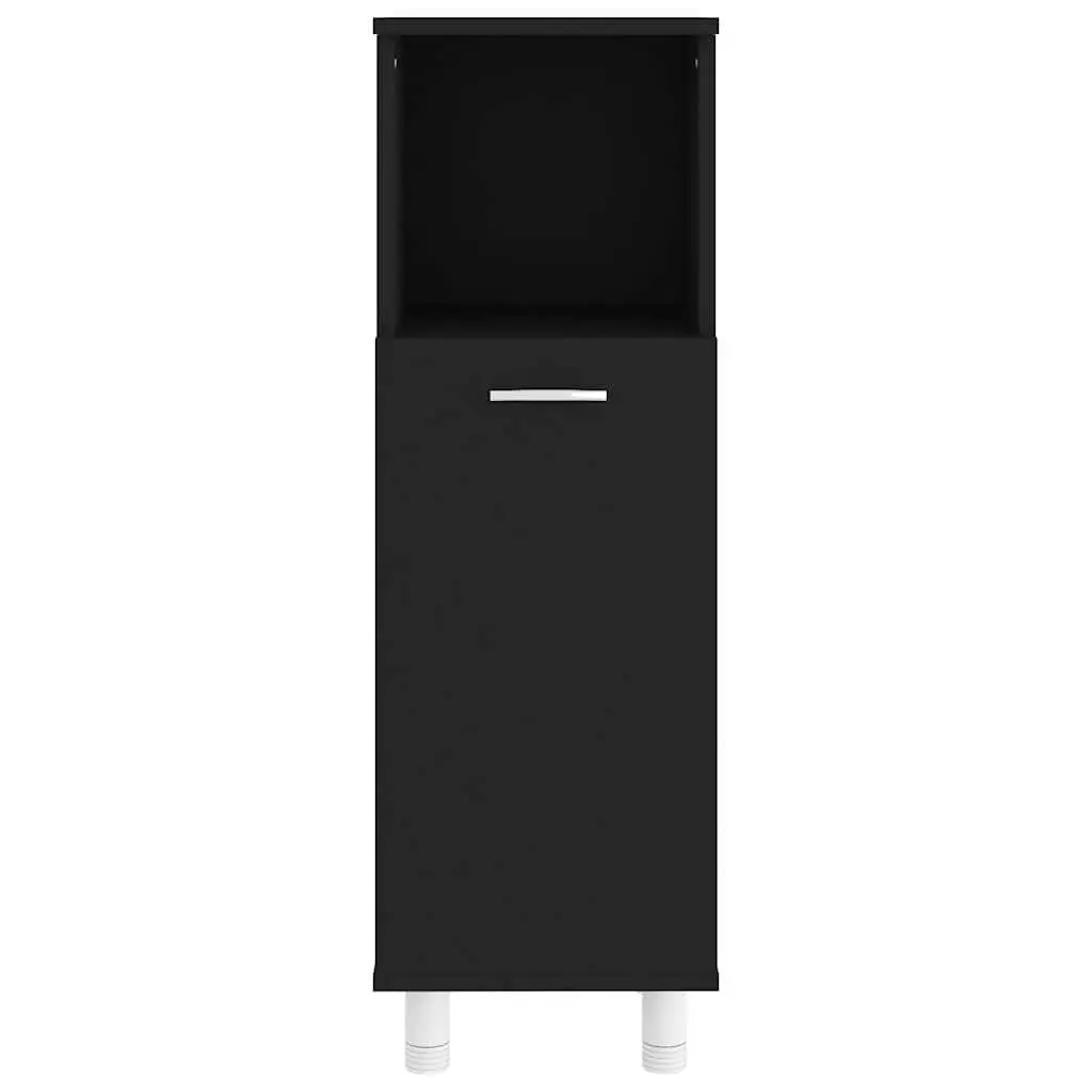 Bathroom Cabinet Black Engineered Wood 30 x 30 x 95 cm