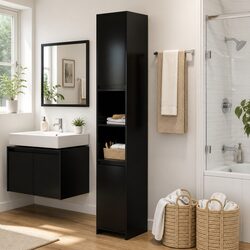 Your Friendly Black Bathroom Cabinet with 6 Compartments
