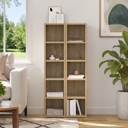 CD Cabinets 2 pcs Tall Slim Media Storage Rack Sonoma Oak DVD Blu-Ray Organiser