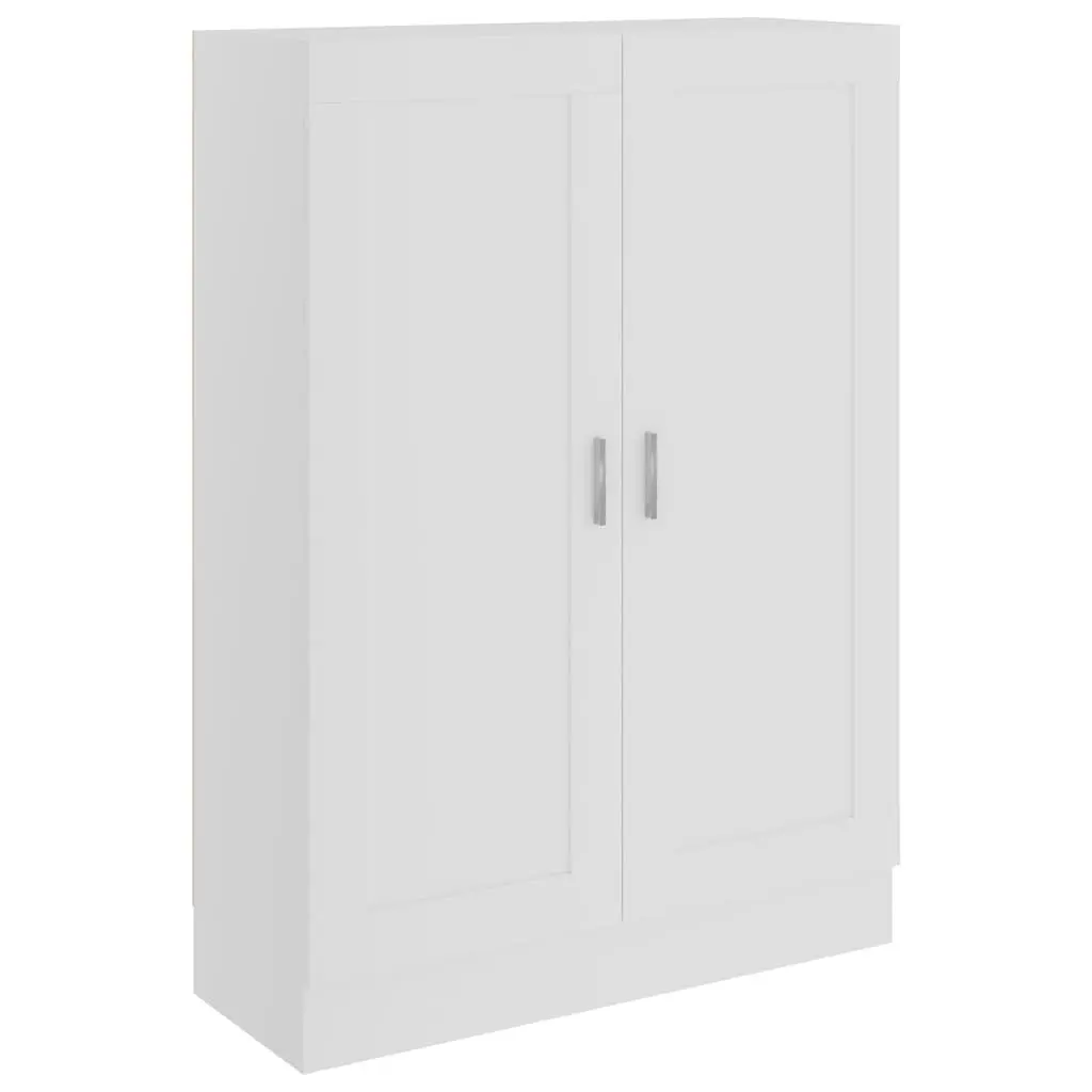 White Book Cabinet Storage Shelving Unit with 3 Compartments and 2 Doors 82.5 x 30.5 x 115 cm
