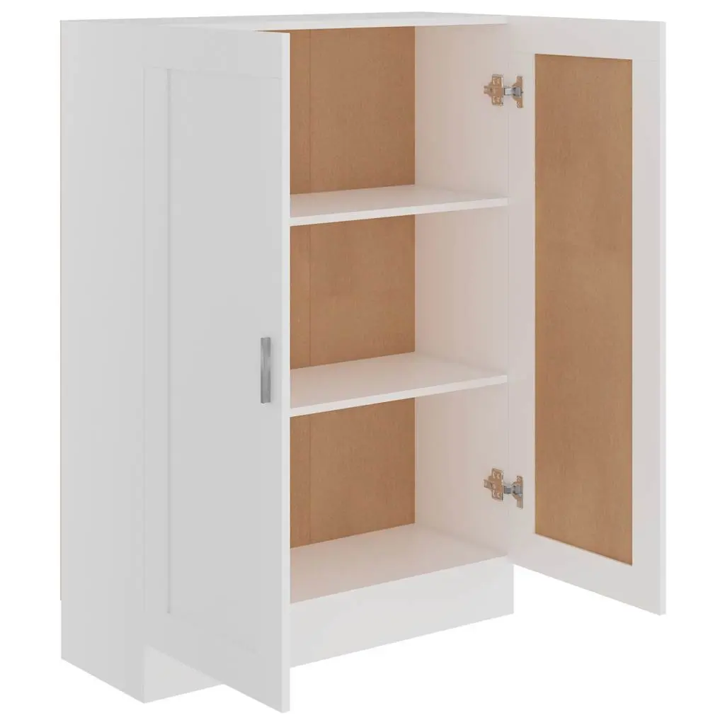 White Book Cabinet Storage Shelving Unit with 3 Compartments and 2 Doors 82.5 x 30.5 x 115 cm