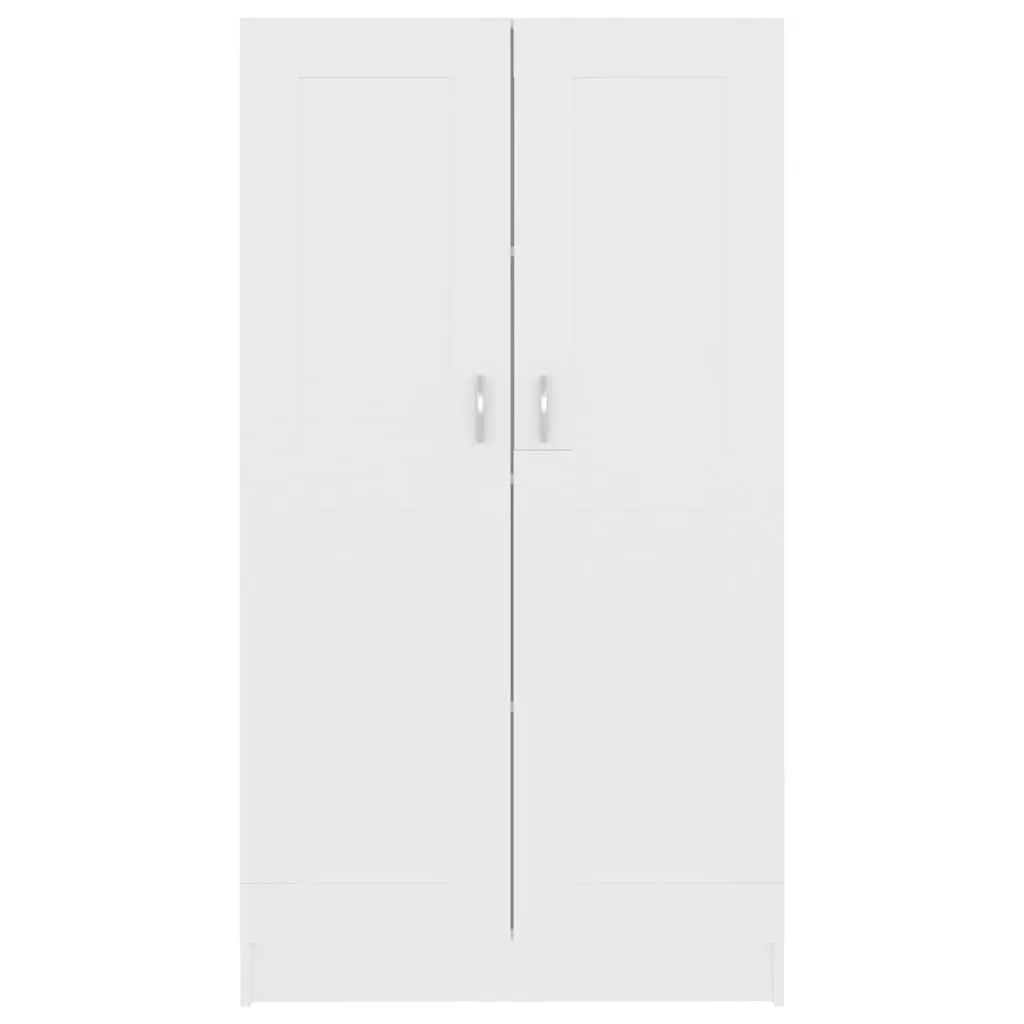 Book Cabinet White Engineered Wood Storage Shelving Unit 4 Compartments 2 Doors