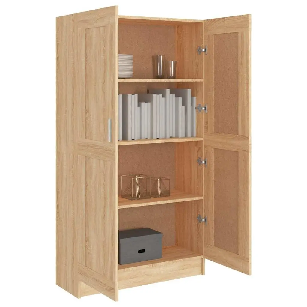 Book Cabinet with Doors and Shelves 82.5x30.5x150 cm Brown Standing Storage Unit