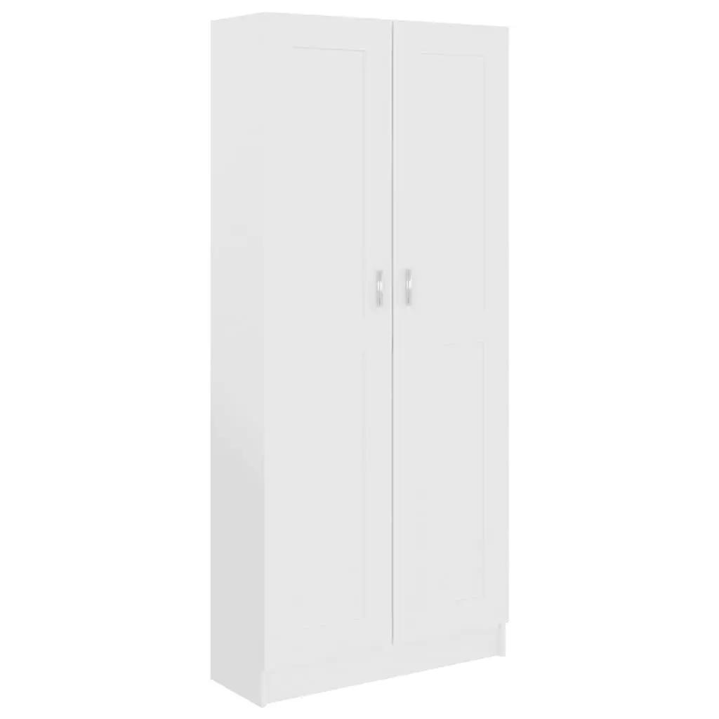 Book Cabinet White Bookcase 5 Compartments 2 Doors Storage Shelf Home Office