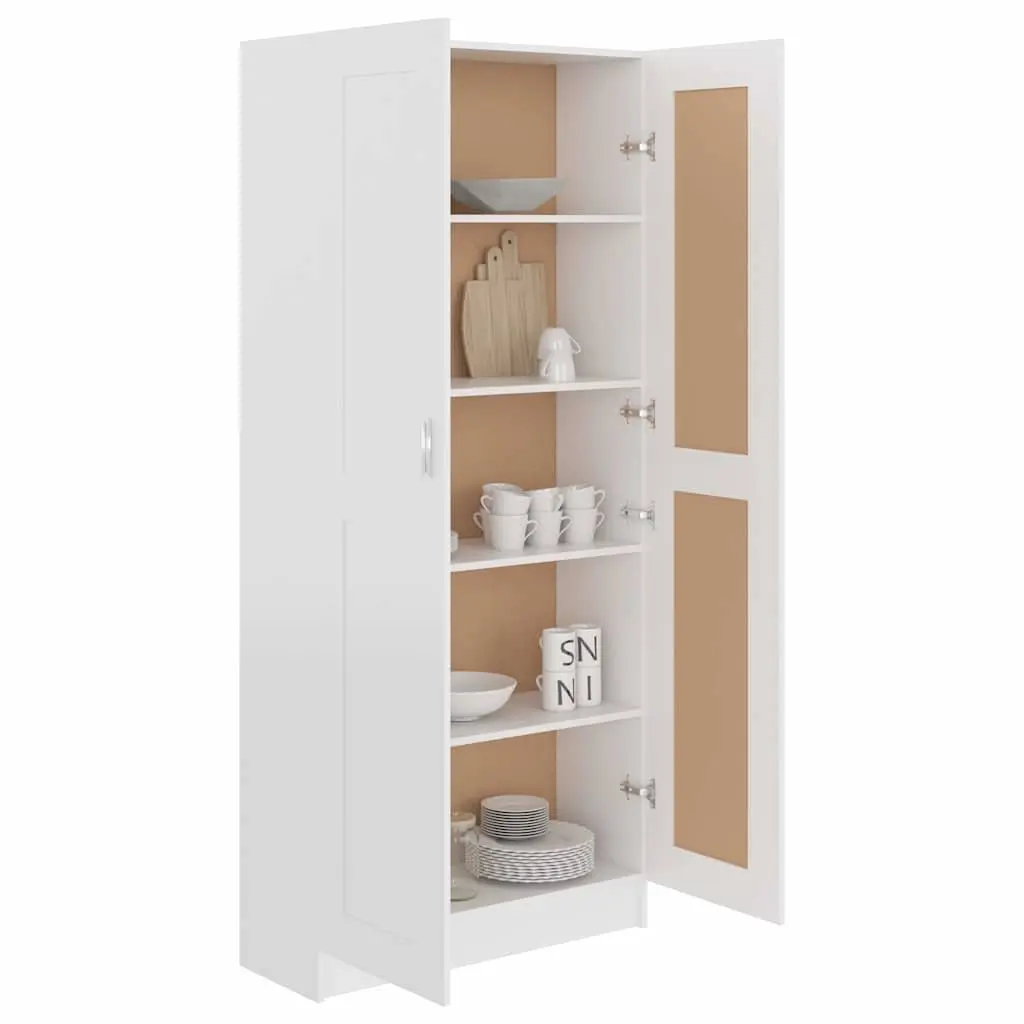 Book Cabinet White Bookcase 5 Compartments 2 Doors Storage Shelf Home Office