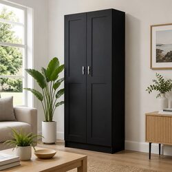 Your New Black Book Cabinet 82.5x30.5x185.5 cm with 5 Compartments