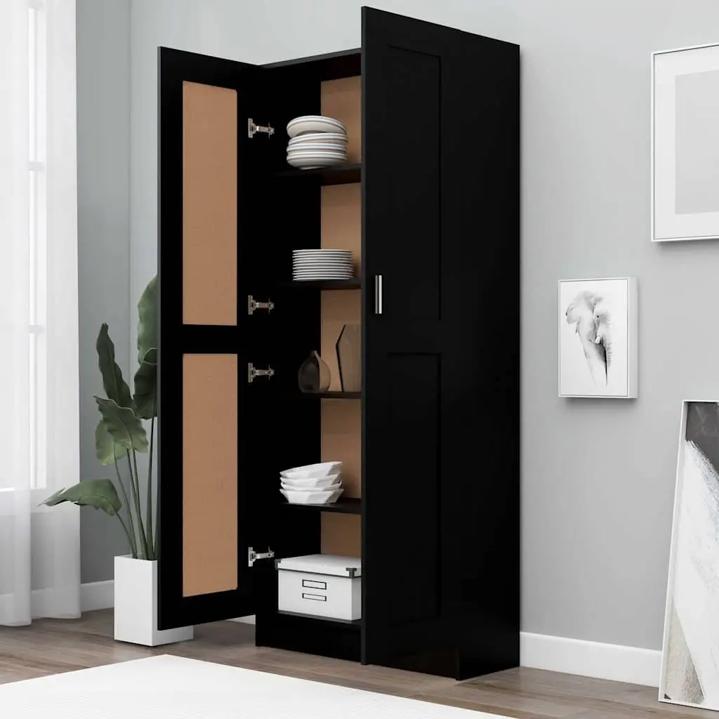 Black Book Cabinet 82.5x30.5x185.5 cm with 5 Compartments