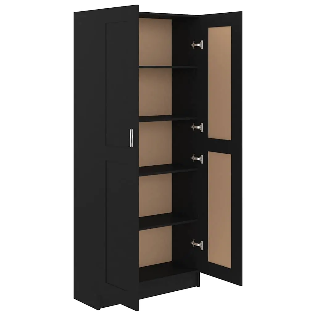Black Book Cabinet 82.5x30.5x185.5 cm with 5 Compartments