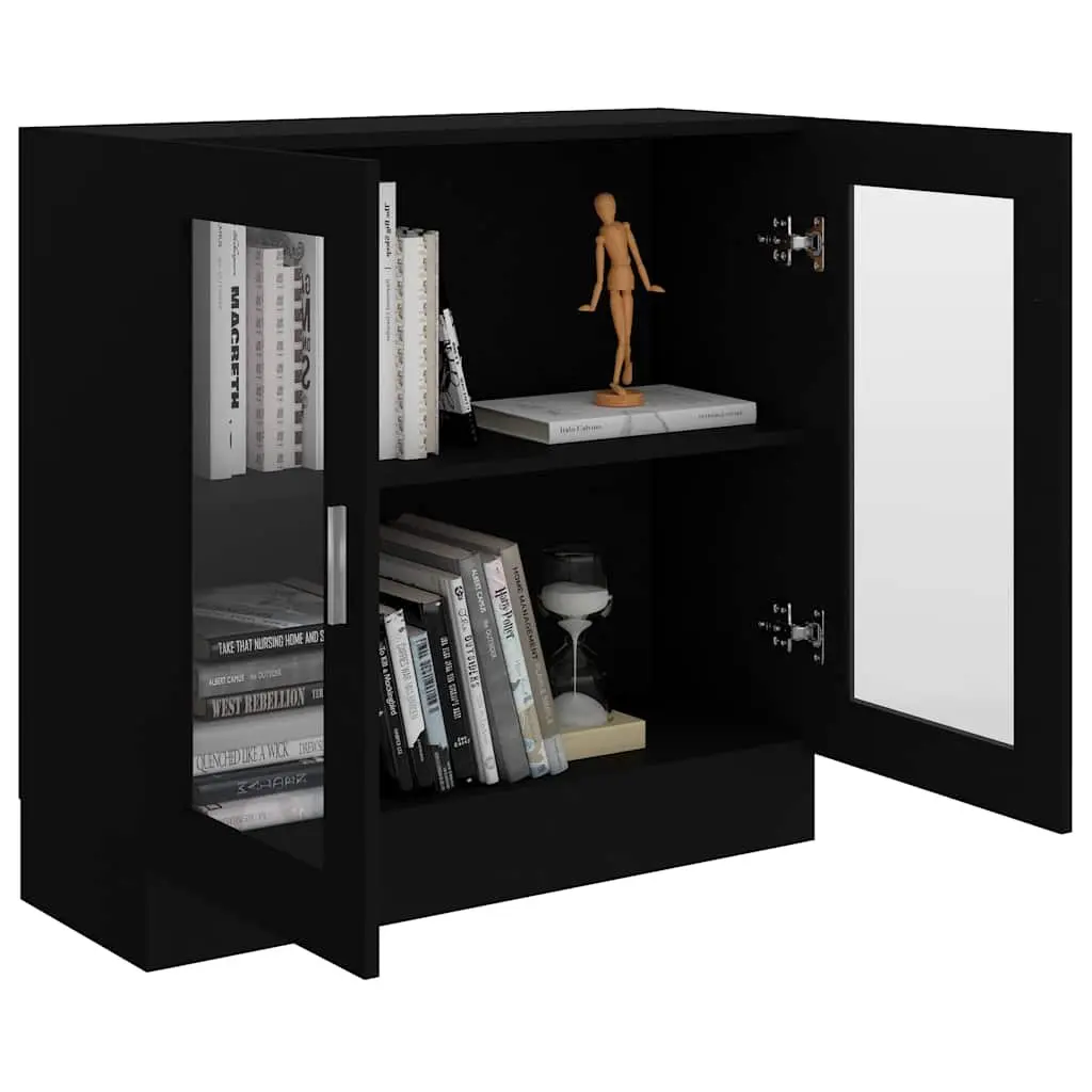 Display Cabinet Black Engineered Wood 82.5x30.5x80cm