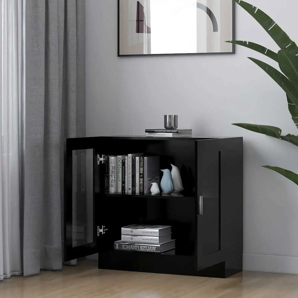 Display Cabinet Black Engineered Wood 82.5x30.5x80cm
