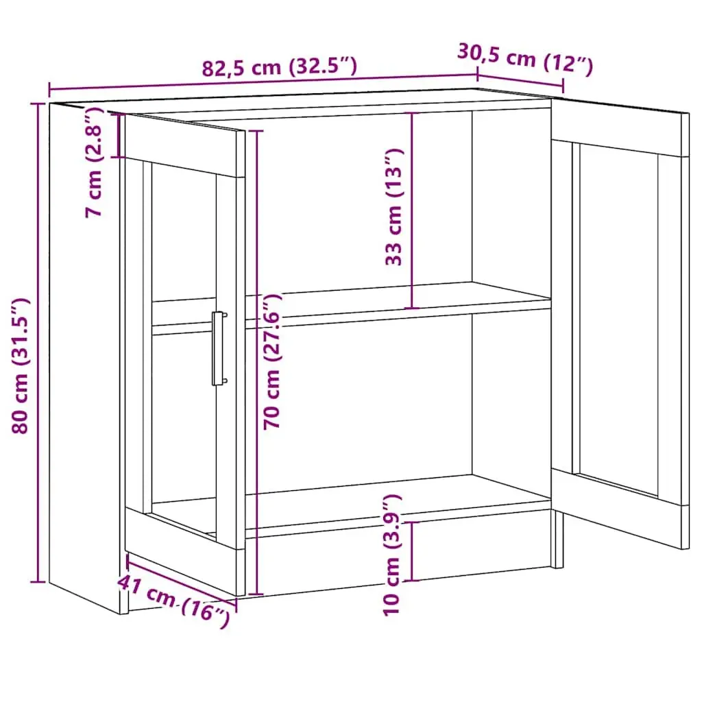 Display Cabinet Black Engineered Wood 82.5x30.5x80cm