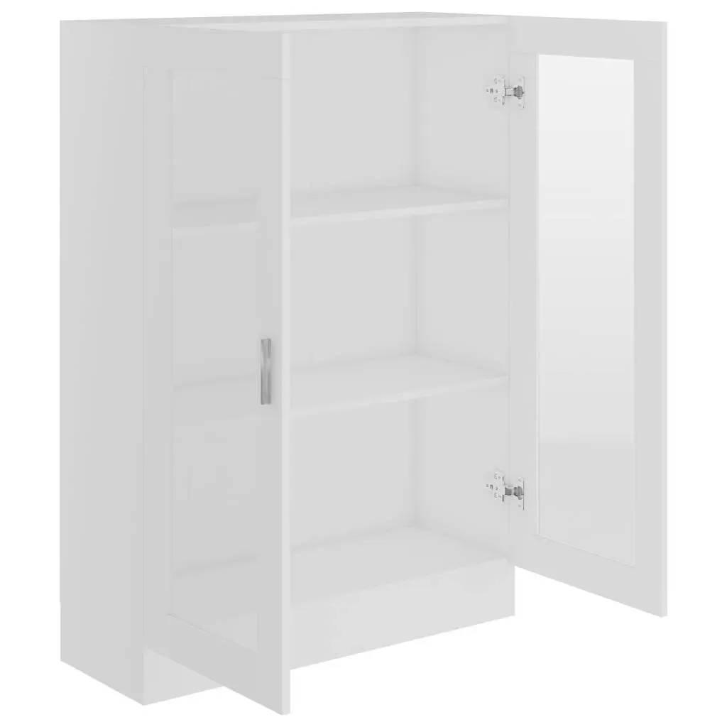 Vitrine Cabinet White Engineered Wood 3 Compartment Display Storage Unit 82.5 x 30.5 x 115 cm