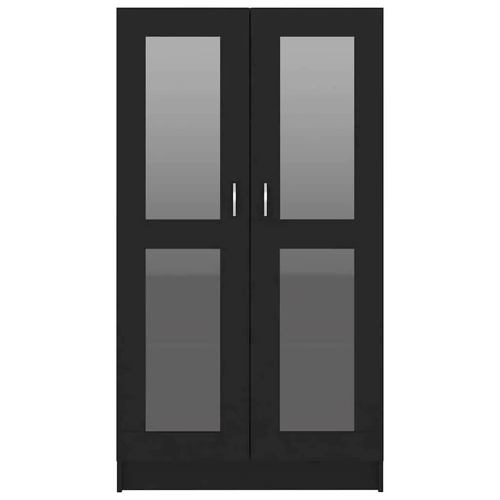 Black Vitrine Cabinet Standing Shelf Bookcase Display Storage 4 Compartments 2