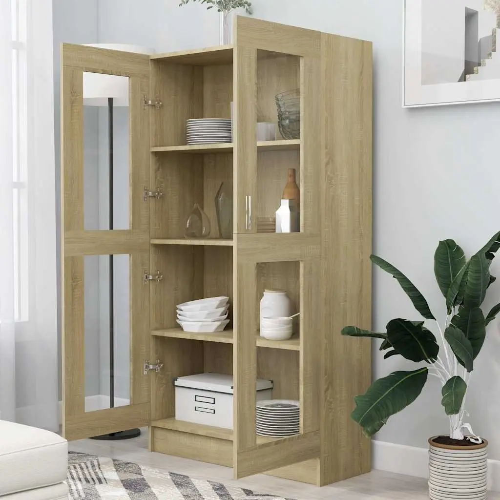 Vitrine Display Cabinet Brown Engineered Wood 82.5x30.5x150cm