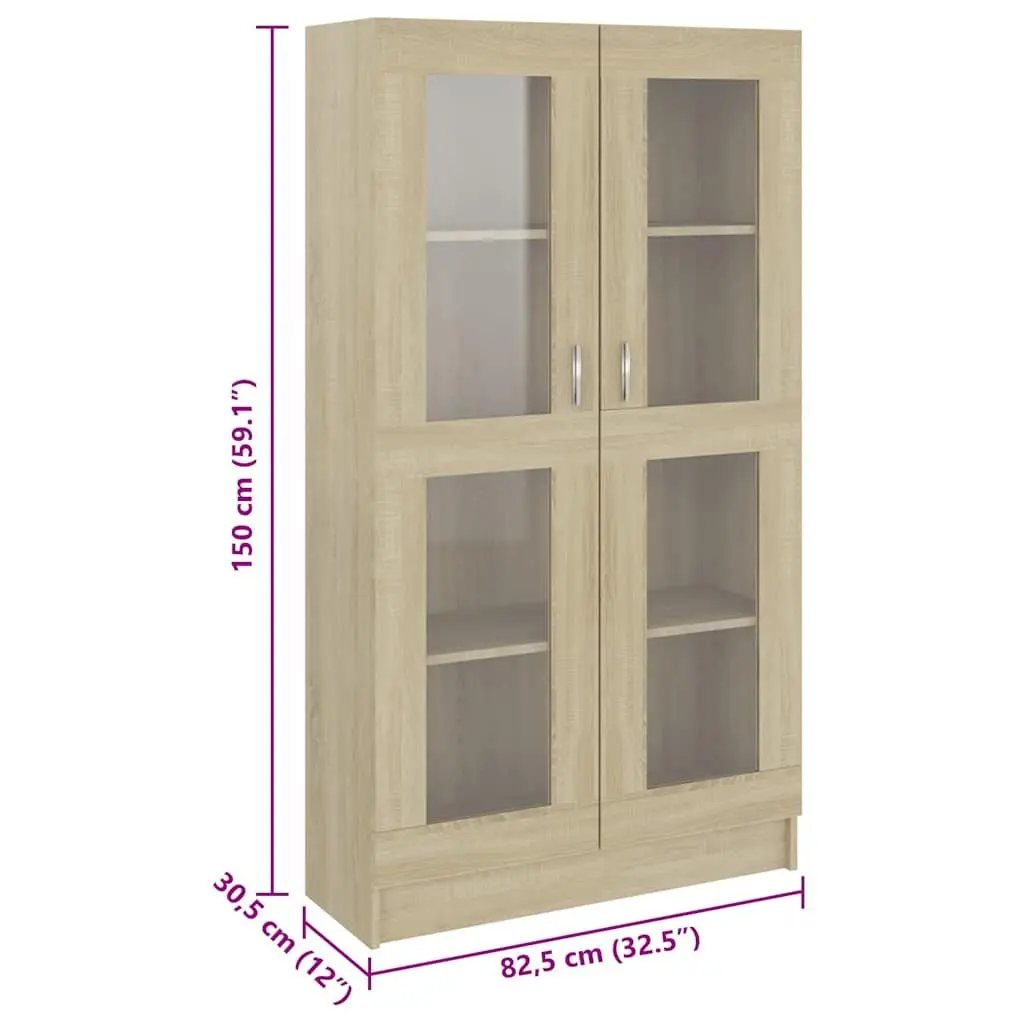 Vitrine Display Cabinet Brown Engineered Wood 82.5x30.5x150cm