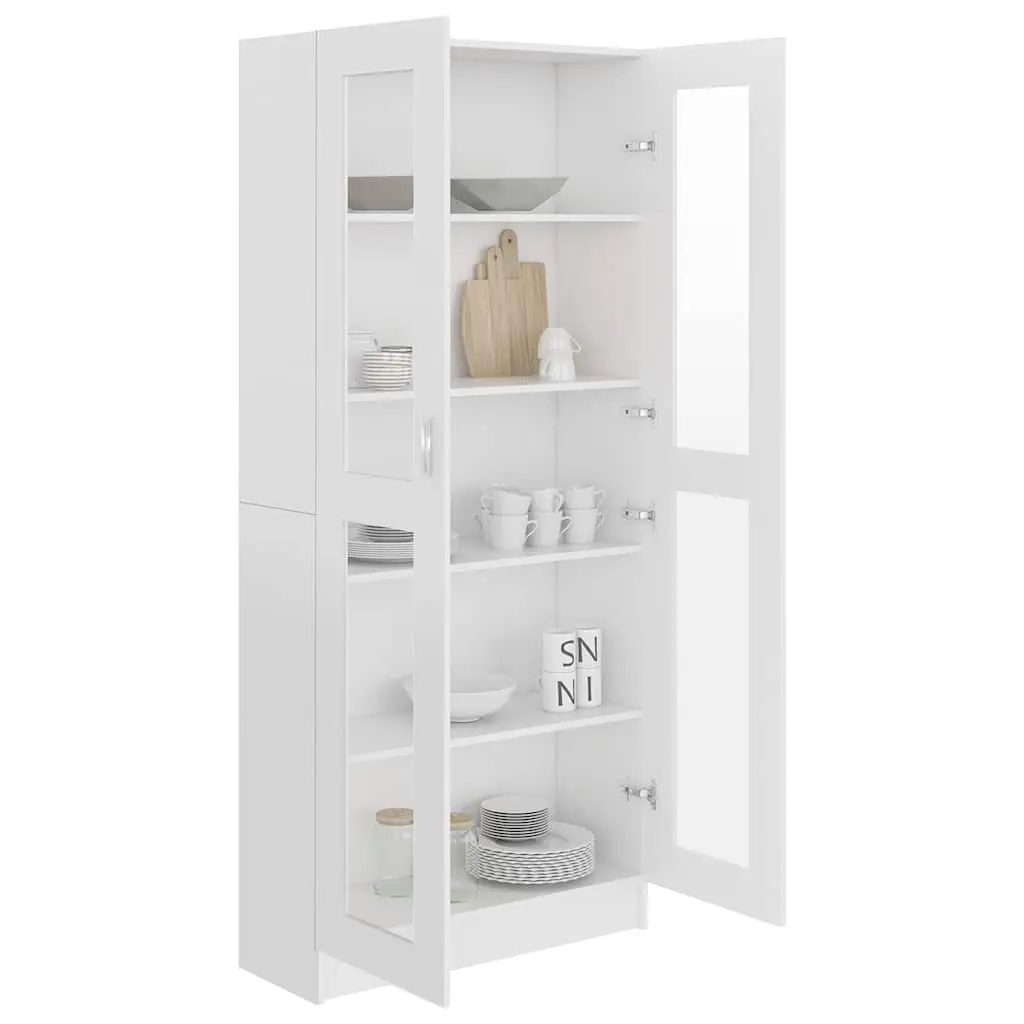 Vitrine Cabinet White 82.5x30.5x185 cm Storage Bookcase Shelving Display Unit