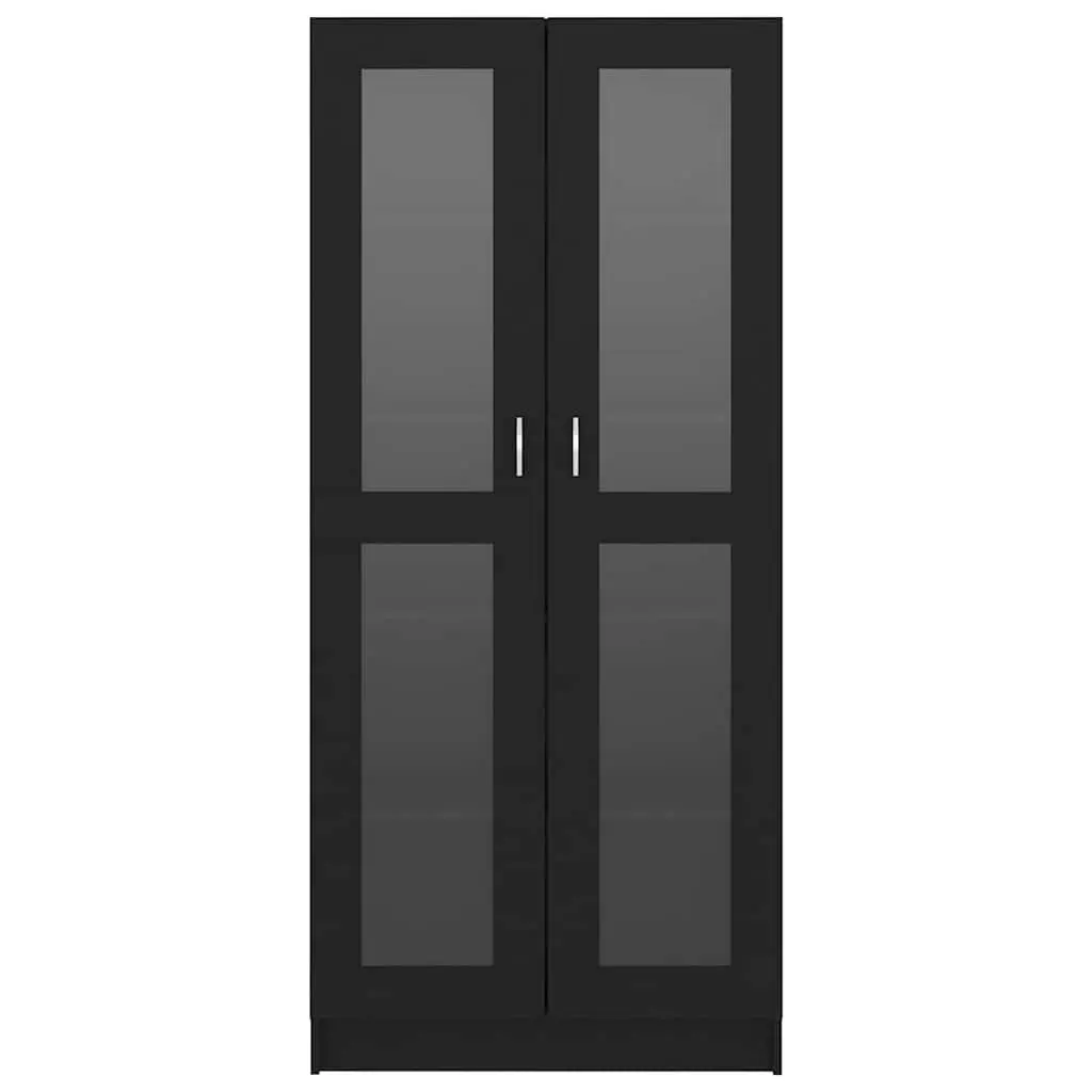Display Cabinet Black Engineered Wood 82.5x30.5x185cm 5 Compartments