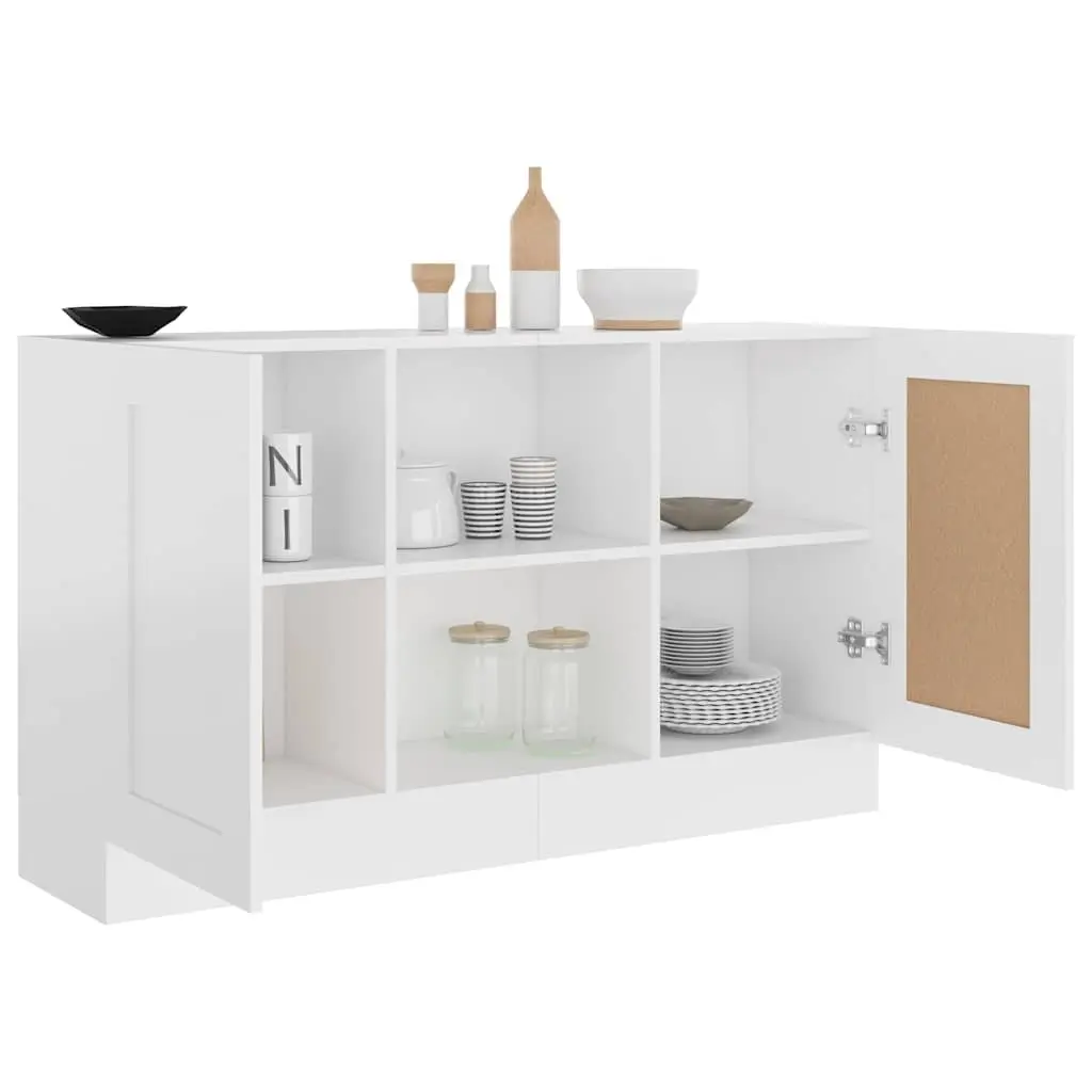 Sideboard Storage Cabinet White Engineered Wood 120cm 2 Doors 2 Compartments