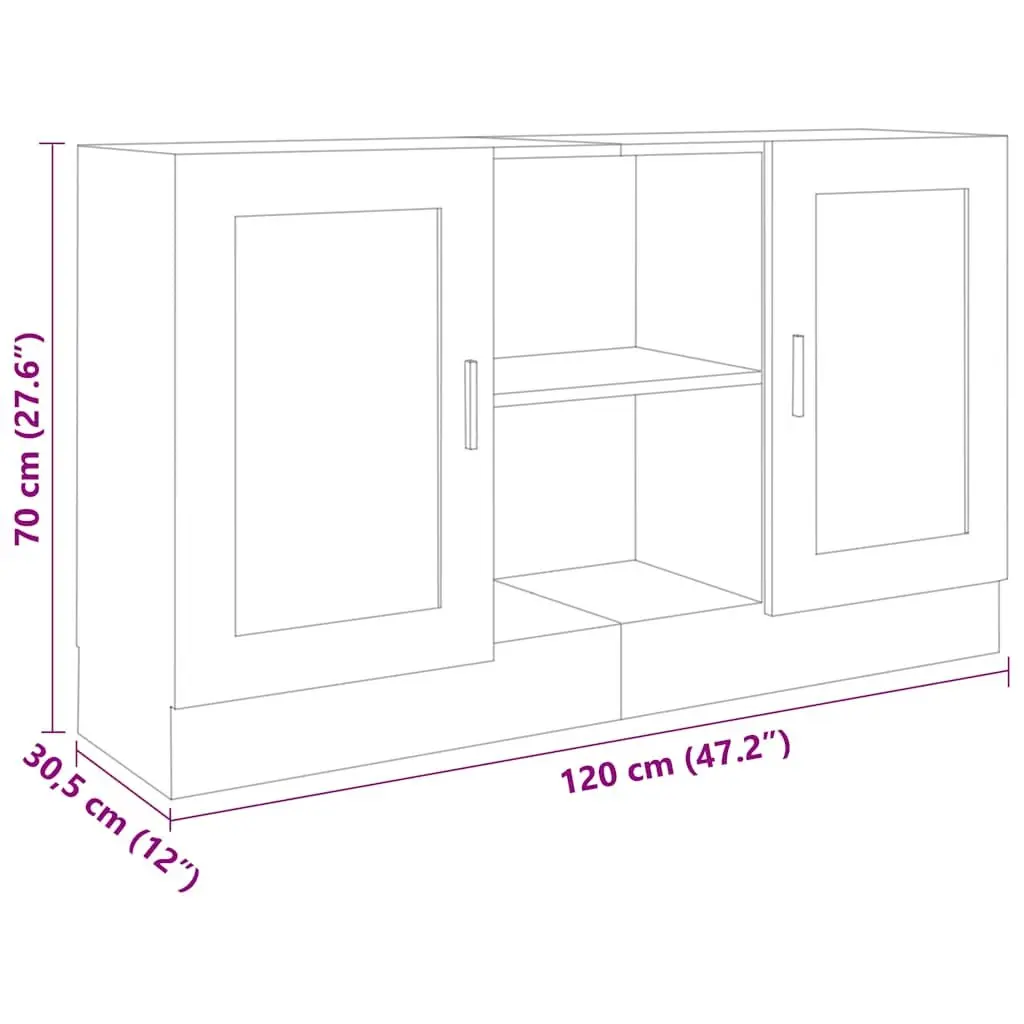 Sideboard Storage Cabinet White Engineered Wood 120cm 2 Doors 2 Compartments