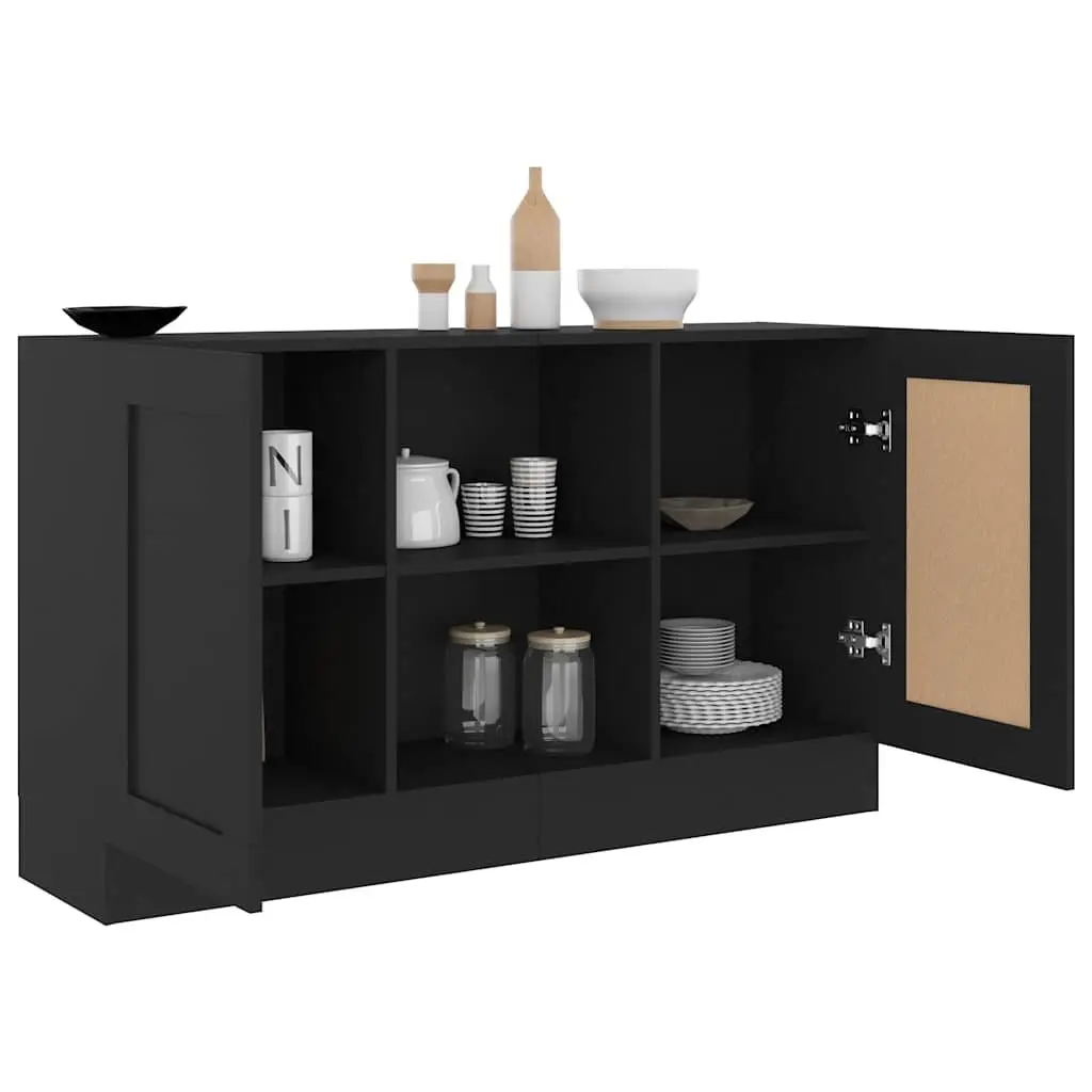 Sideboard Storage Cabinet Black Engineered Wood 120x30.5x70cm 2 Door 2 Compartment