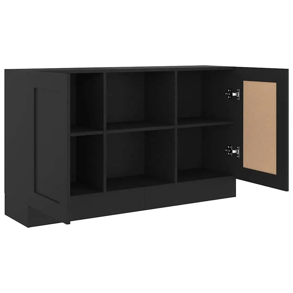 Sideboard Storage Cabinet Black Engineered Wood 120x30.5x70cm 2 Door 2 Compartment