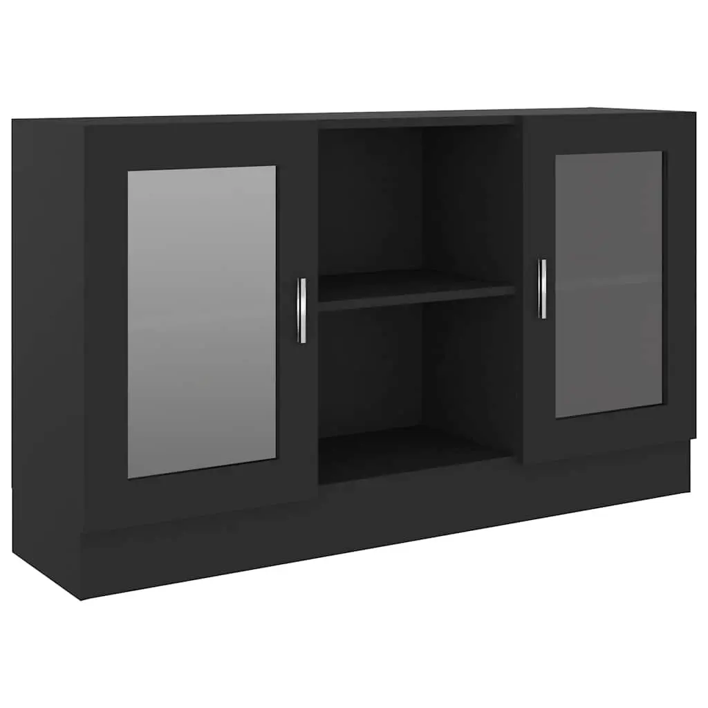 Vitrine Cabinet Black Engineered Wood 120 x 30.5 x 70 cm