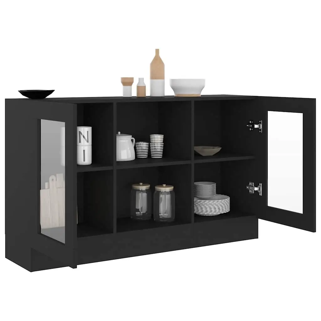 Vitrine Cabinet Black Engineered Wood 120 x 30.5 x 70 cm