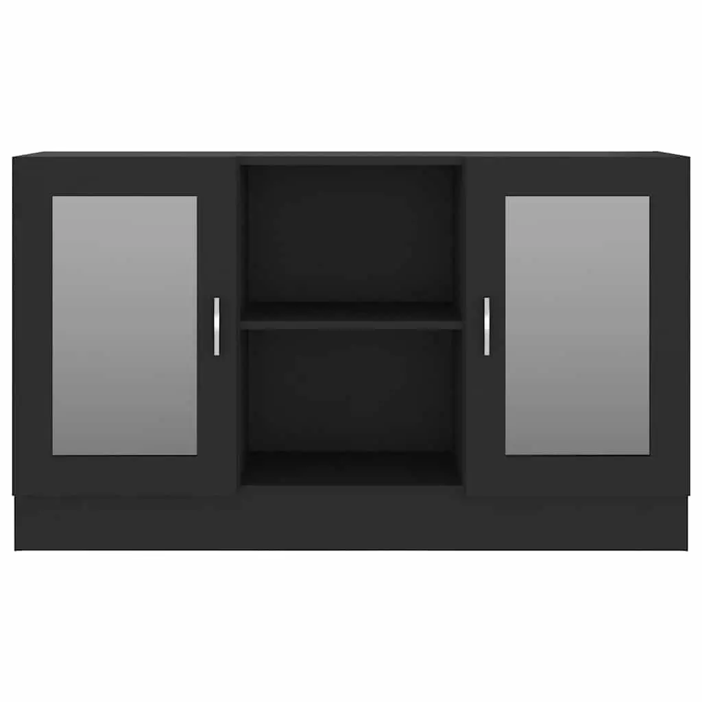 Vitrine Cabinet Black Engineered Wood 120 x 30.5 x 70 cm
