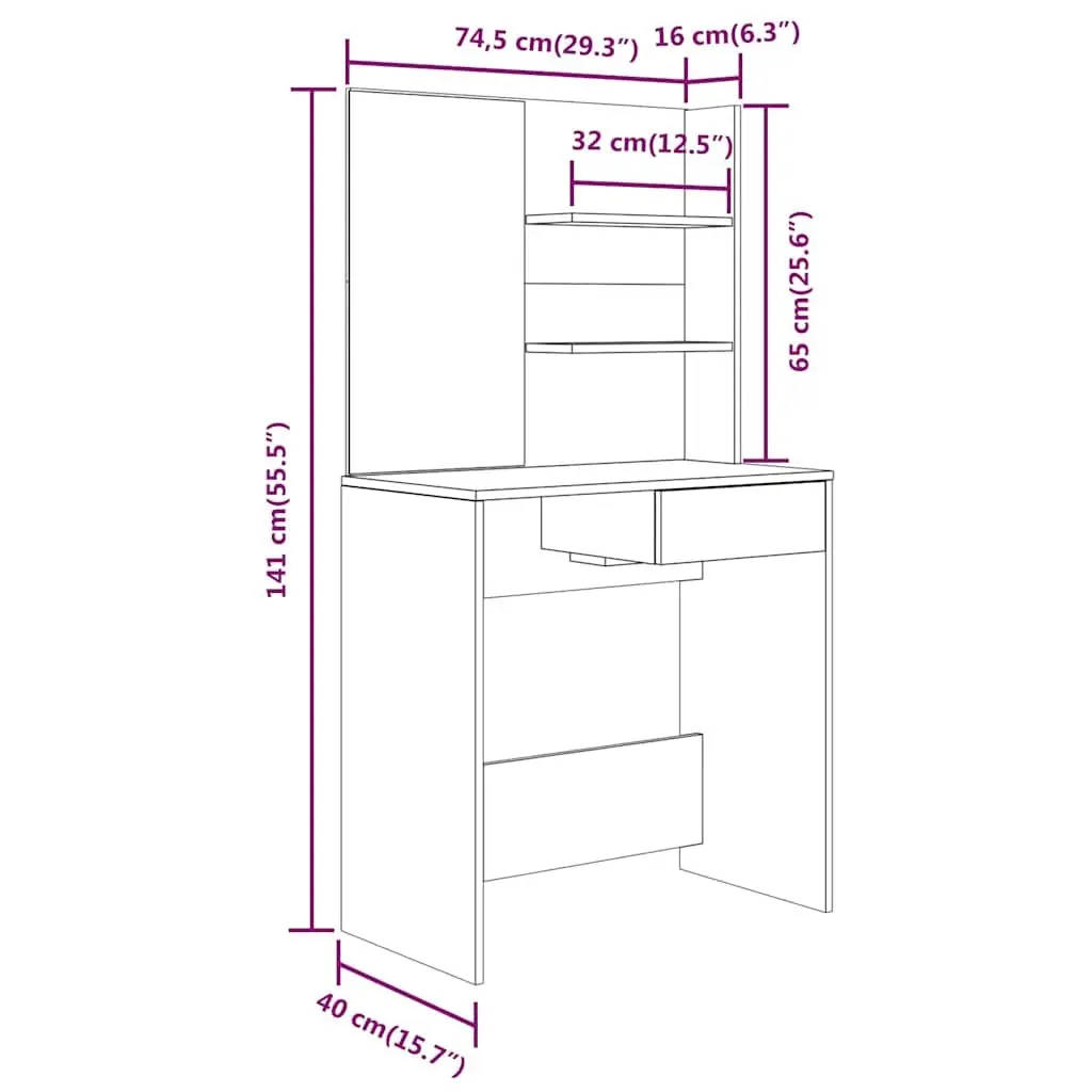 Dressing Table with Mirror and Ample Storage