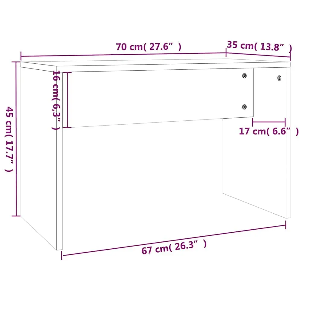 Dressing Stool White Engineered Wood 70x35x45 cm
