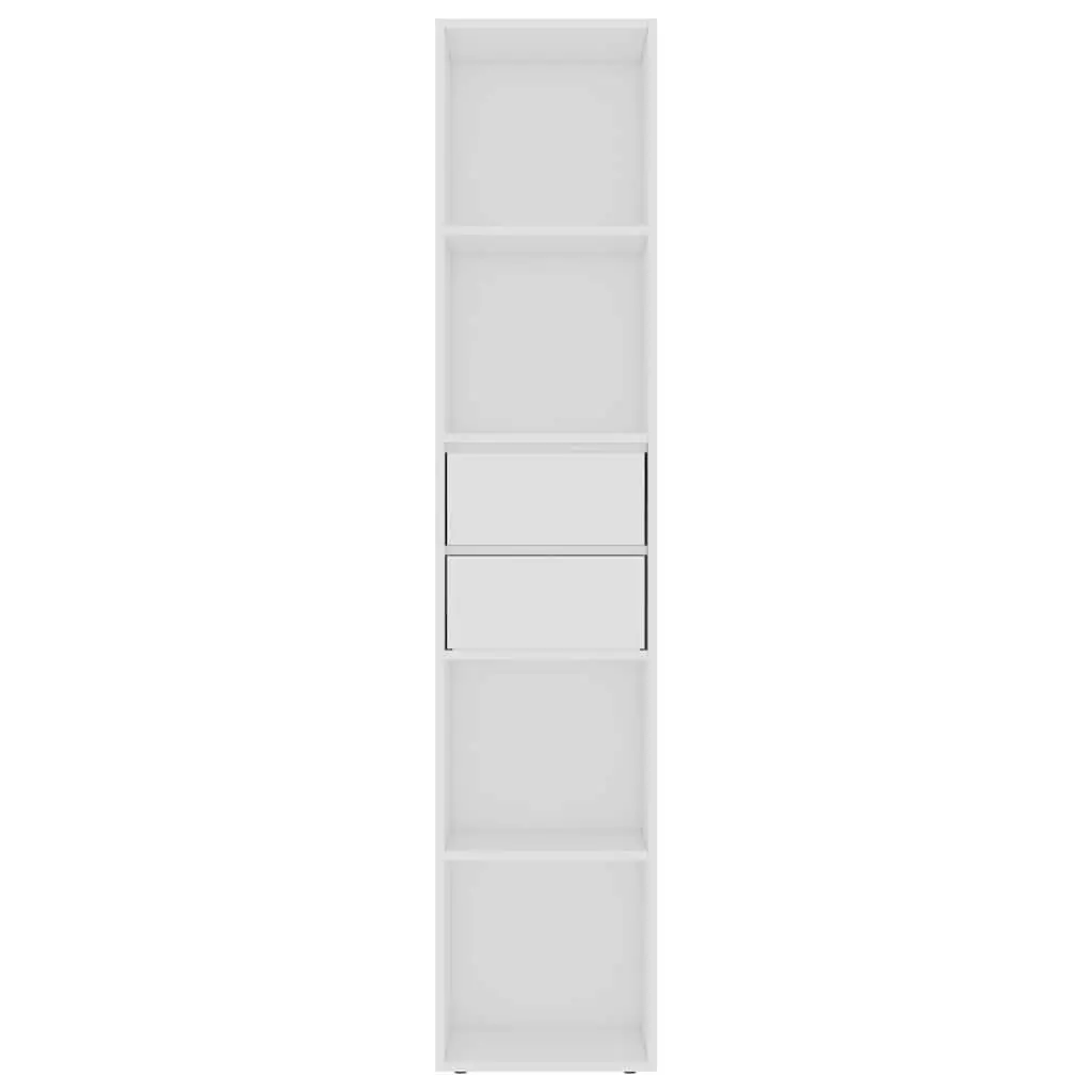 Wall-Mounted Book Cabinet Modern White Engineered Wood Organizer 36 x 30 x 171 cm